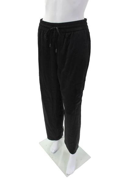 Rachel Zoe Womens Pocketed Satin Drawstring Waist Casual Pants Black Size S