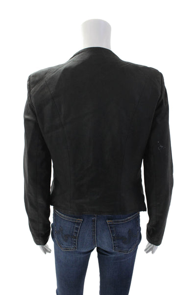 BB Dakota Womens Leather Pointed Hem Open Front Jacket Solid Black Size S