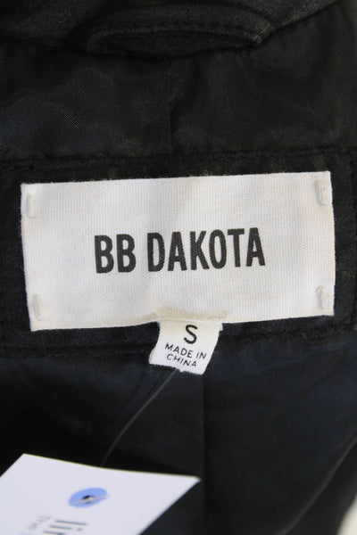 BB Dakota Womens Leather Pointed Hem Open Front Jacket Solid Black Size S