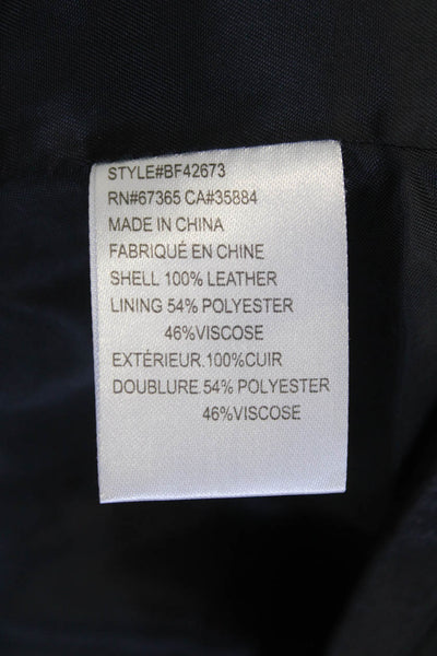 BB Dakota Womens Leather Pointed Hem Open Front Jacket Solid Black Size S