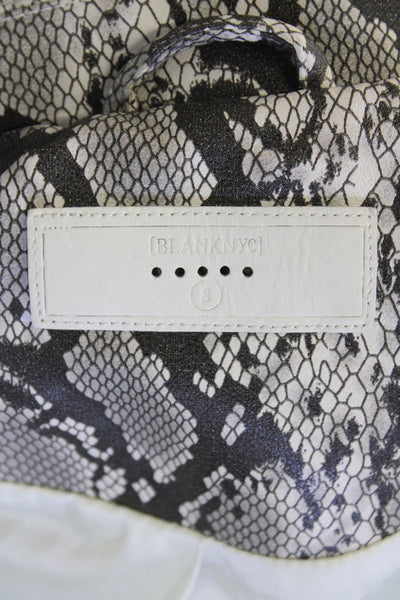 Blank NYC Womens Animal Print Zippered Pocket Biker Jacket Gray Size S
