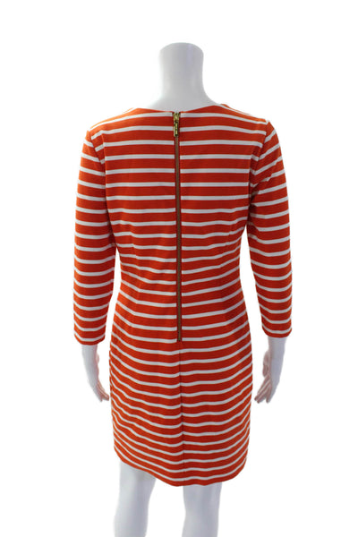Michael Michael Kors Womens Striped Body Con Dress Orange White Size Small