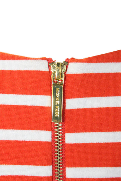 Michael Michael Kors Womens Striped Body Con Dress Orange White Size Small