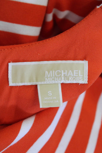 Michael Michael Kors Womens Striped Body Con Dress Orange White Size Small