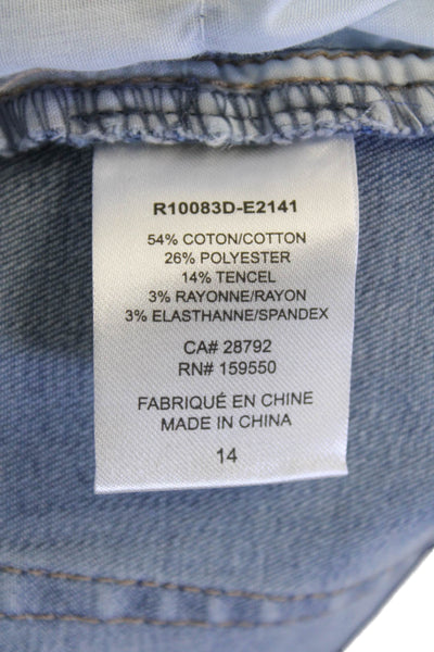Renuar Women's Midrise Embellish Straight Leg Light Wash Denim Pants Size 14