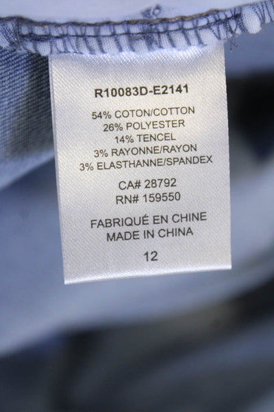 Renuar Women's Midrise Embellish Straight Leg Light Wash Denim Pants Size 12