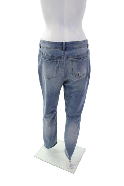 Renuar Women's Medium Wash Straight Leg Five Pocket Embellish Jean Pants Size 16