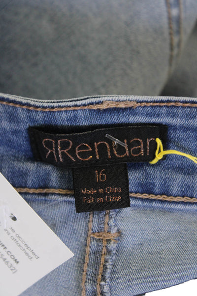 Renuar Women's Medium Wash Straight Leg Five Pocket Embellish Jean Pants Size 16