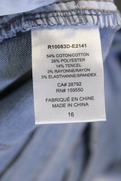 Renuar Women's Medium Wash Straight Leg Five Pocket Embellish Jean Pants Size 16