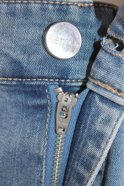 Renuar Women's Light Wash Straight Leg Five Pocket Embellish Denim Pants Size 10
