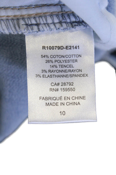 Renuar Women's Light Wash Straight Leg Five Pocket Embellish Denim Pants Size 10