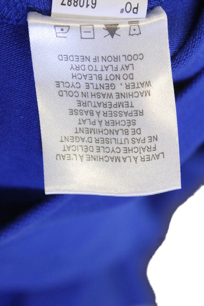 Renuar Women's Short Sleeves Collared Quarter Zip Basic Polo Shirt Blue Size M