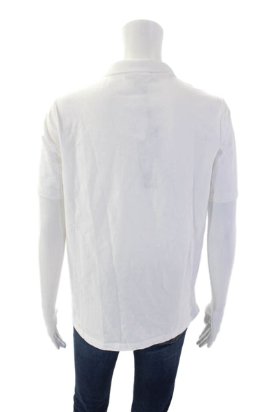 Renuar Women's Collared Short Sleeves Basic Cotton Polo T-Shirt White Size XXL