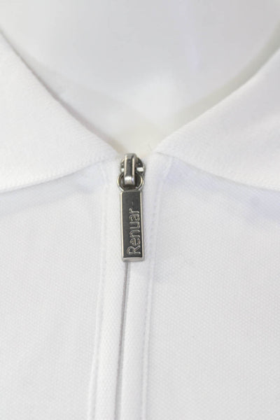 Renuar Women's Collared Short Sleeves Basic Cotton Polo T-Shirt White Size XXL