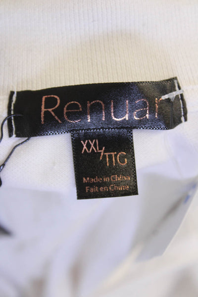 Renuar Women's Collared Short Sleeves Basic Cotton Polo T-Shirt White Size XXL