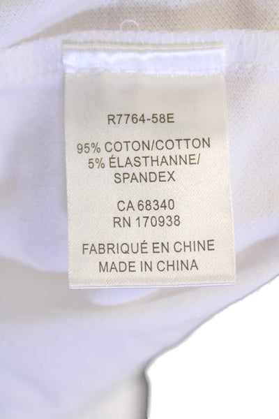 Renuar Women's Collared Short Sleeves Basic Cotton Polo T-Shirt White Size XXL