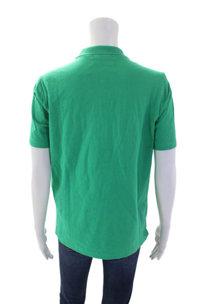 Renuar Women's Short Sleeves Quarter Zip Button Polo T-Shirt Green Size M