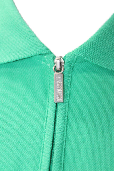Renuar Women's Short Sleeves Quarter Zip Button Polo T-Shirt Green Size M