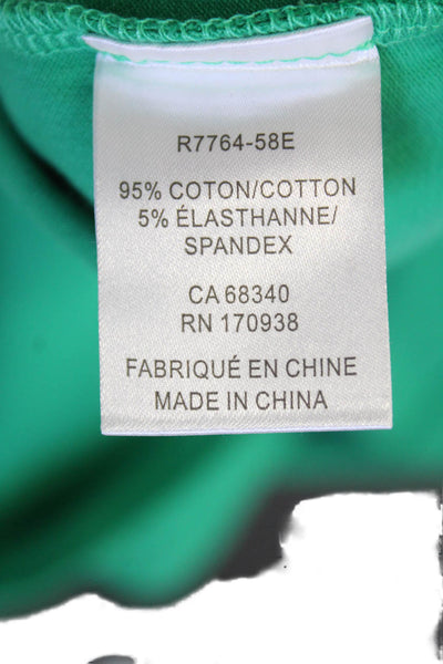 Renuar Women's Short Sleeves Quarter Zip Button Polo T-Shirt Green Size M