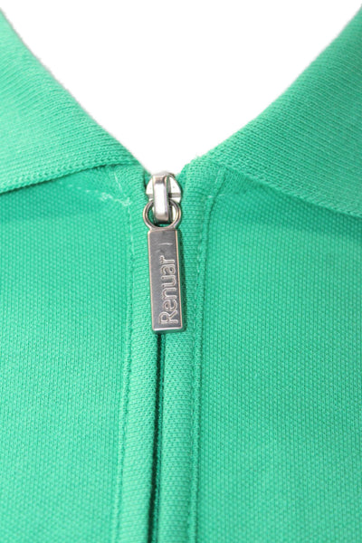Renuar Women's Short Sleeves Quarter Zip Button Polo T-shirt Green Size XS