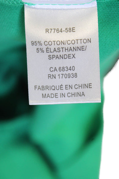 Renuar Women's Short Sleeves Quarter Zip Button Polo T-shirt Green Size XS