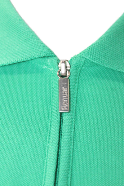 Renuar Women's Collared Short Sleeves Quarter Zip T-Shirt Green Size S