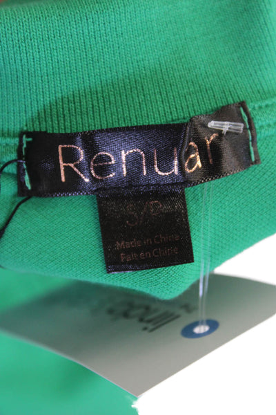 Renuar Women's Collared Short Sleeves Quarter Zip T-Shirt Green Size S
