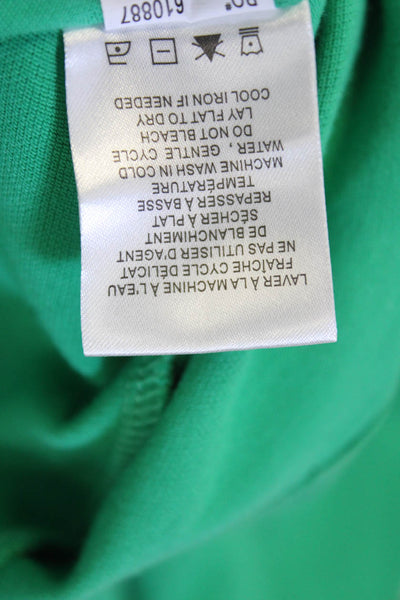 Renuar Women's Collared Short Sleeves Quarter Zip T-Shirt Green Size S