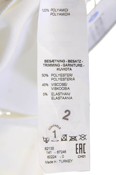 I' Cona Womens Long Sleeves Full Zip Rhinestone Studs Basic Jacket White Size 40