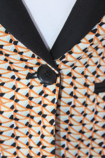 BCBG Max Azria Womens Geometric Long Sleeve Collared Blazer Orange Size 2XS