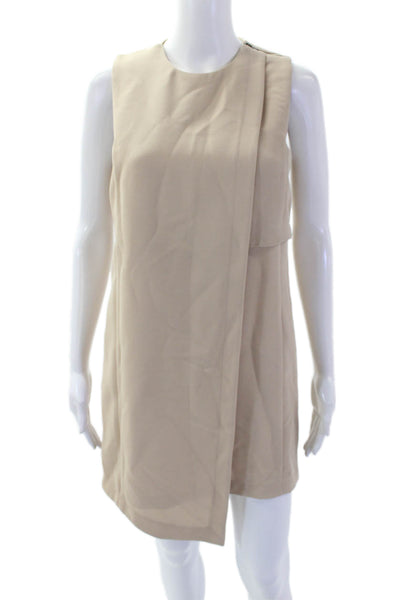 BCBG Max Azria Womens Sleeveless Zippered Knee Length Dress Beige Size 2XS