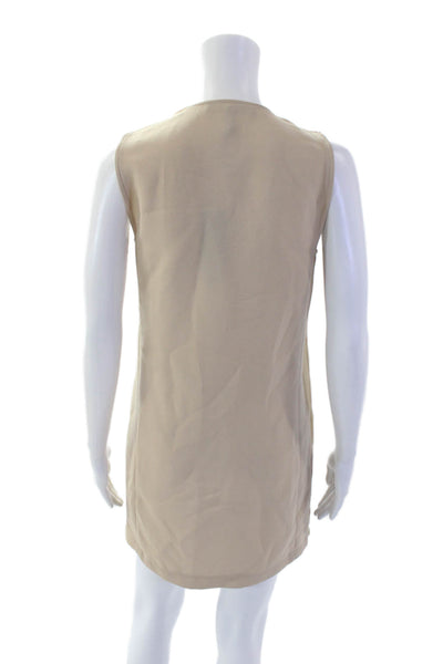 BCBG Max Azria Womens Sleeveless Zippered Knee Length Dress Beige Size 2XS
