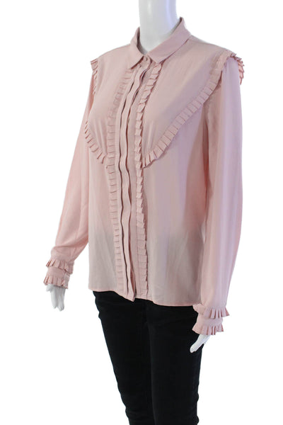 Catherine Catherine Malandrino Women's Long Sleeves Ruffle Blouse Pink Size S
