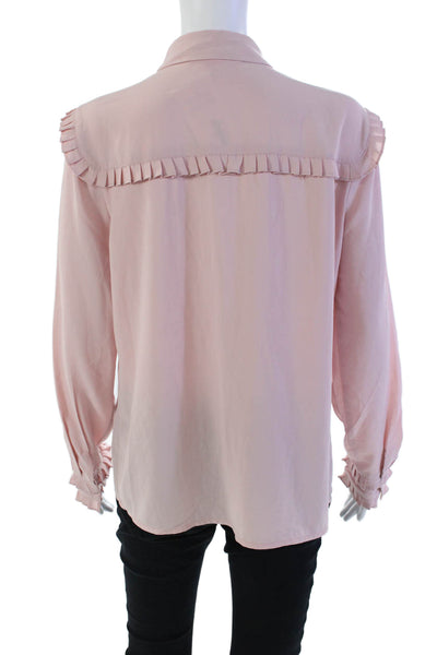 Catherine Catherine Malandrino Women's Long Sleeves Ruffle Blouse Pink Size S