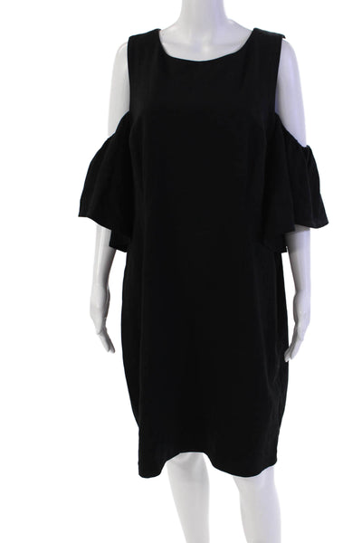 Eliza J Women's Round Neck Cold Shoulder Mini Shift Dress Black Size 20W