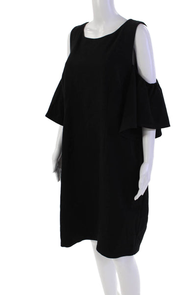 Eliza J Women's Round Neck Cold Shoulder Mini Shift Dress Black Size 20W