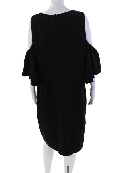 Eliza J Women's Round Neck Cold Shoulder Mini Shift Dress Black Size 20W