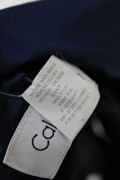Calvin Klein Womens Satin Single Breasted Tie Waist Blazer Blue Size S