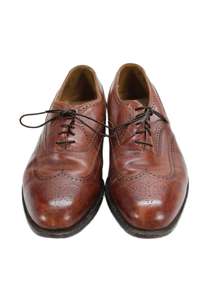 Johnston & Murphy Mens Leather Wingtip Oxford Lace Up Dress Shoes Brown Size 9