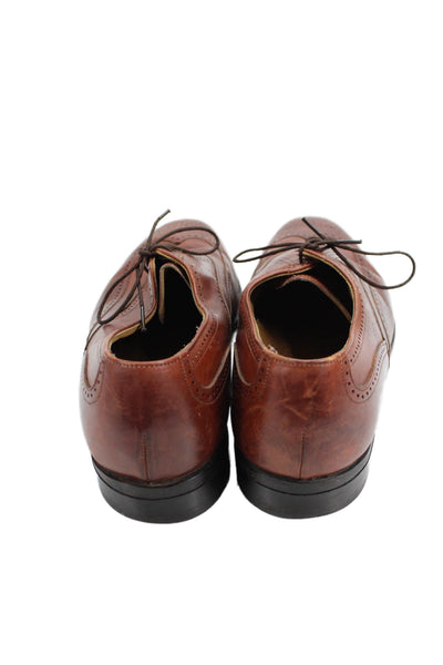 Johnston & Murphy Mens Leather Wingtip Oxford Lace Up Dress Shoes Brown Size 9