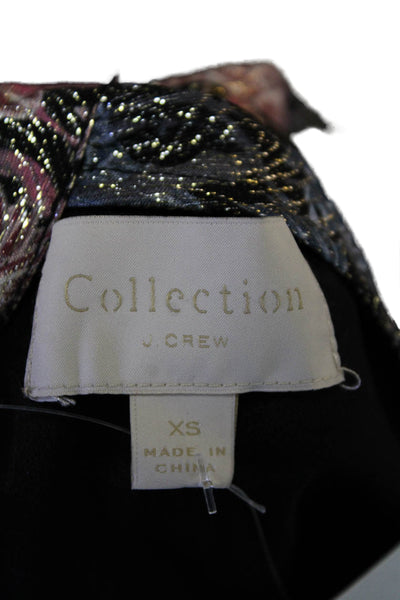 J Crew Collection Womens Metallic Floral Halter Neck Blouse Black Size XS