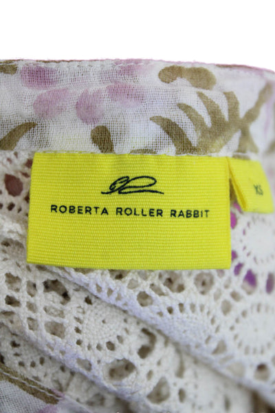 Roberta Roller Rabbit Womens Floral Print Dress White Pink Size Extra Small