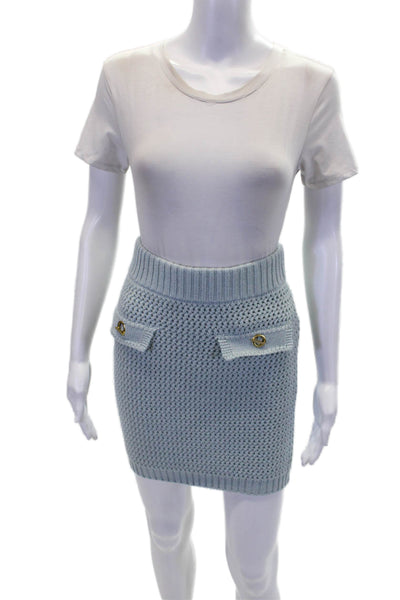 Solid & Striped Womens The Ronnie Crochet Mini Skirt Powder Blue Size Small