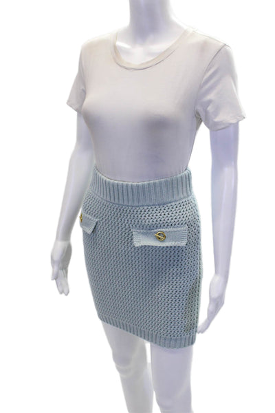 Solid & Striped Womens The Ronnie Crochet Mini Skirt Powder Blue Size Small