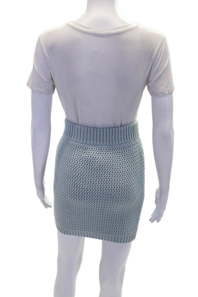 Solid & Striped Womens The Ronnie Crochet Mini Skirt Powder Blue Size Small