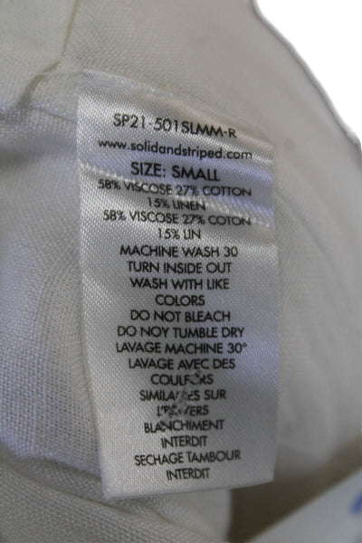 Solid & Striped Womens Linen High Rise Wide Leg Pull On Pants White Size Small
