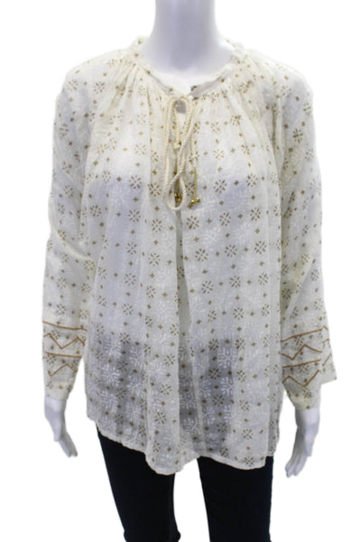Roberta Roller Rabbit Womens Printed Poncho Blouse White Size Extra Small