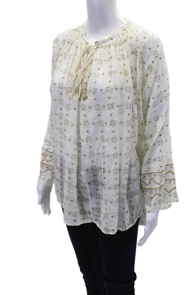 Roberta Roller Rabbit Womens Printed Poncho Blouse White Size Extra Small
