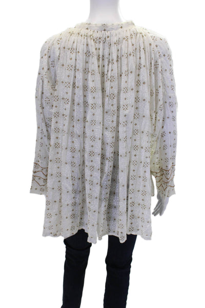 Roberta Roller Rabbit Womens Printed Poncho Blouse White Size Extra Small
