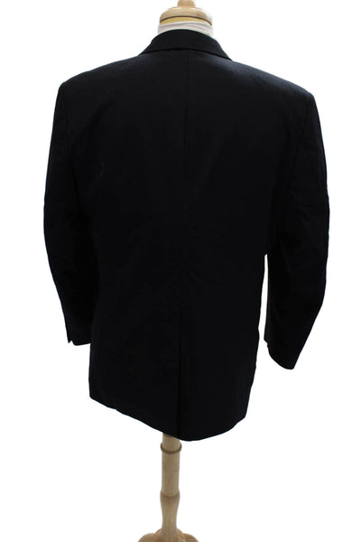 Hardy Amies Men's Long Sleeves Lined Two Button Basic Jacket Navy Blue Size 44